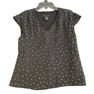 Apostrophe Womens Blouse Multi-Color Size 4P 100% Polyester Cap Sleeve Pullover